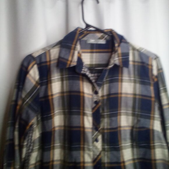 Lee Riders Button Up Shirt M Women Long Sleeve Plaid Blue Green - Picture 14 of 16
